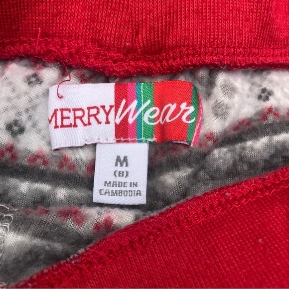 Merry Wear red and gray Christmas pajamas bottoms, size medium (8) - Picture 6 of 7
